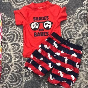 Swim shirt and trunks